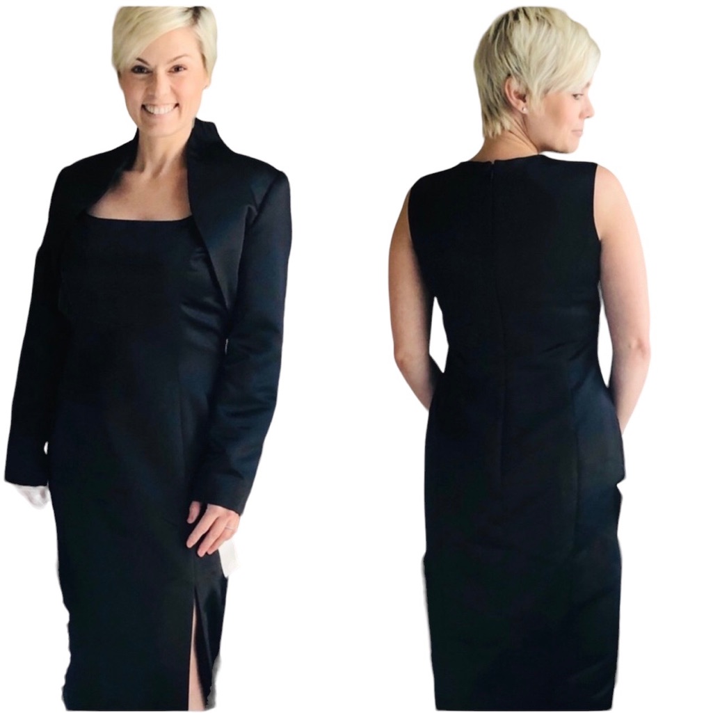 Nwt Jeffery Micheal Long Black Evening Dress W/Jacket 12 Nordstrom $685